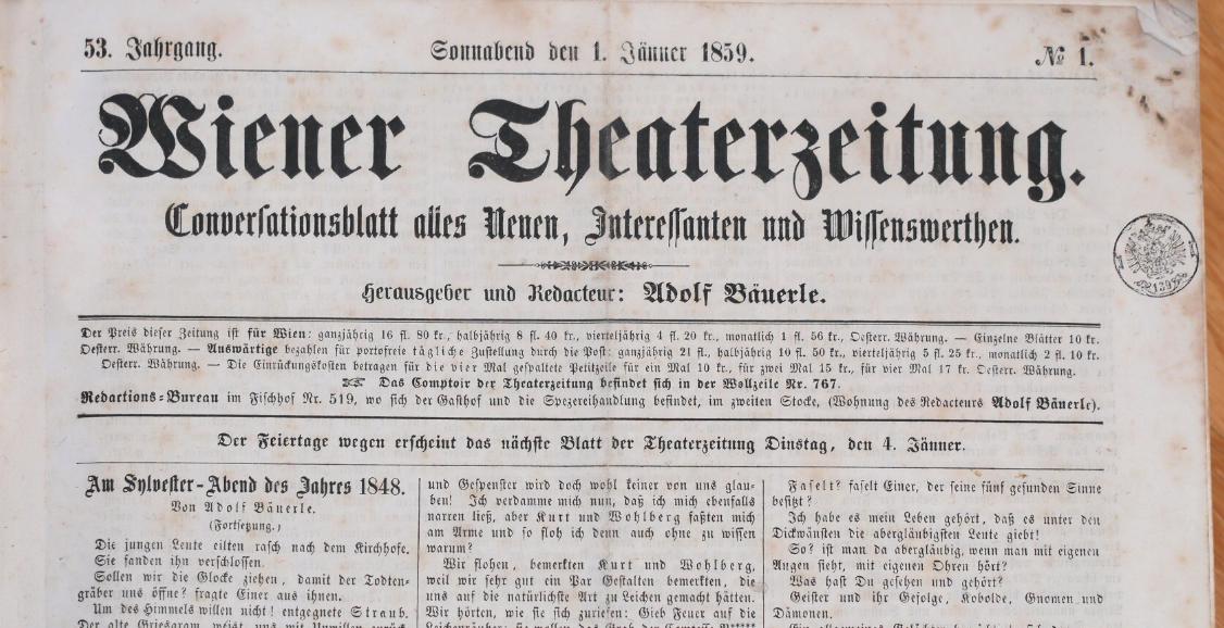 BUERLE, ADOLF (HRG.): - Wiener allgemeine Theaterzeitung. Conversationsblatt alles Neuen, Interessanten und Wissenswerthen..