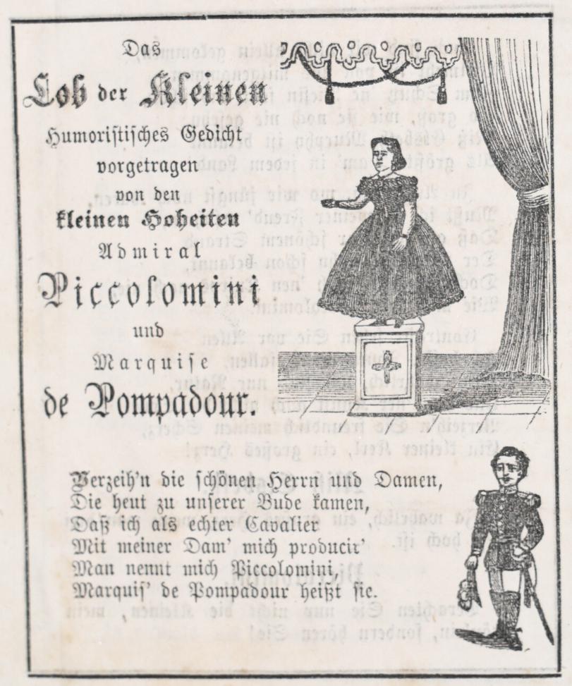  - Das Lob der Kleinen. Humoristisches Gedicht vorgetragen von den kleinen Hoheiten Admiral Piccolomini und Marquise de Pompadour..