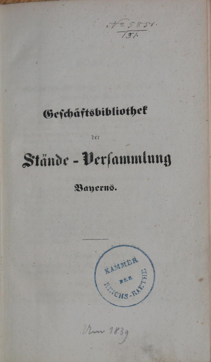  - Geschftsbibliothek der Stnde-Versammlung Bayerns..