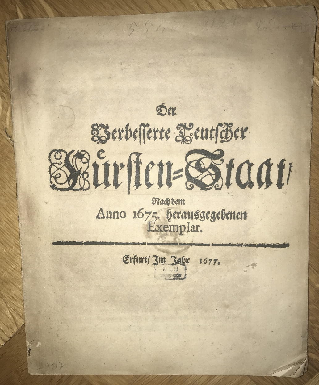  - Der Verbesserte Teutscher Frsten-Staat.  Nach dem Anno 1675. herausgegebenen Exemplar..