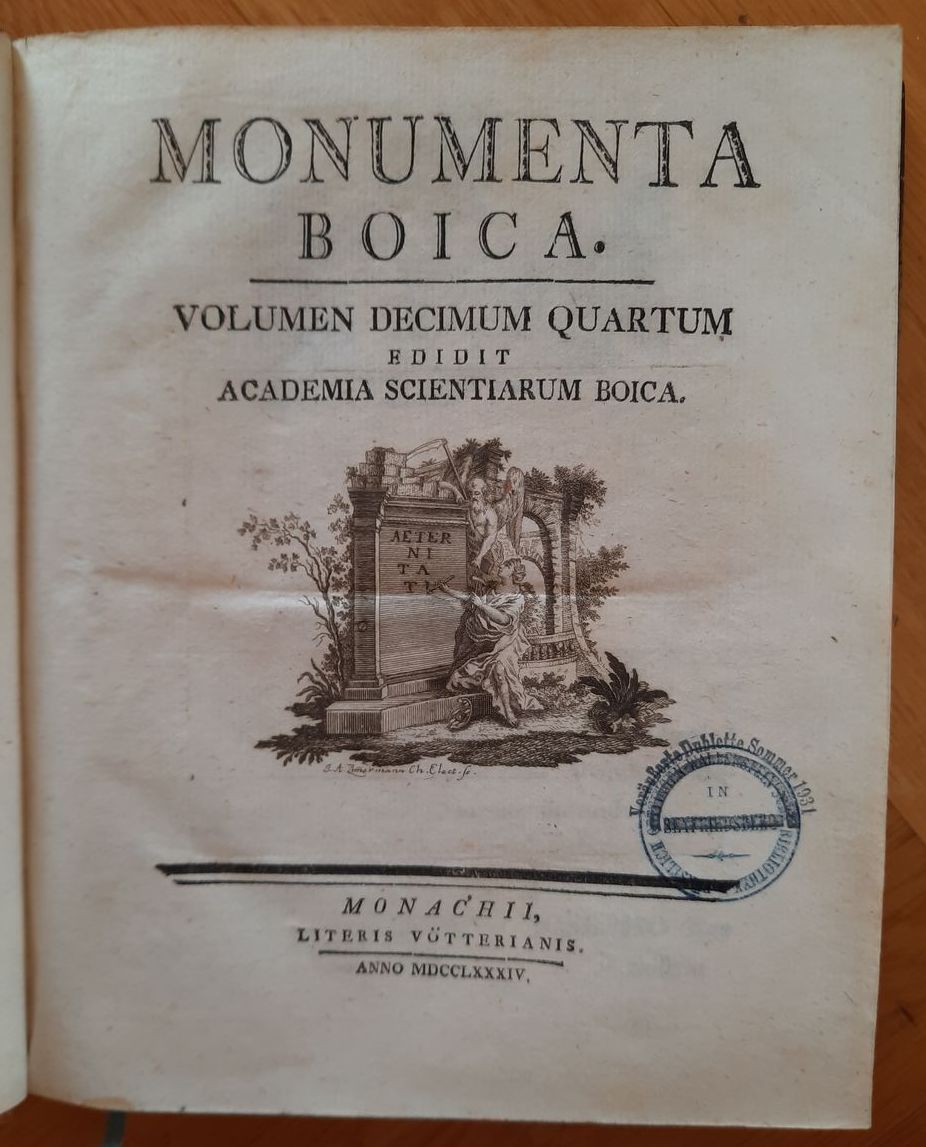  - Monumenta Boica  Volumen Decimum Quartum, Edidit Academia Scientiar. Elect..