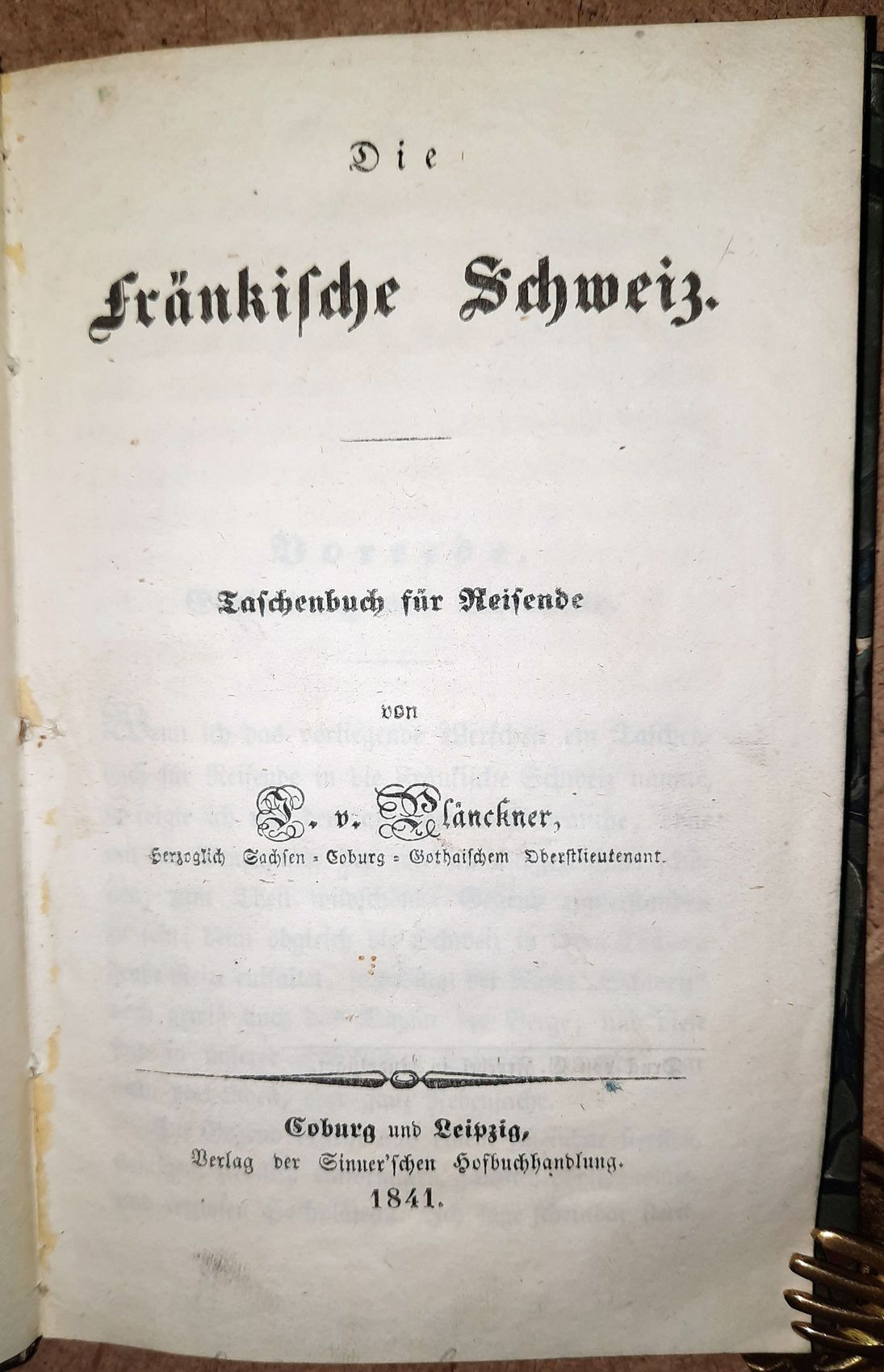 PLNCKNER, J. V.: - Die schsische Schweiz. Taschenbuch fr Reisende..