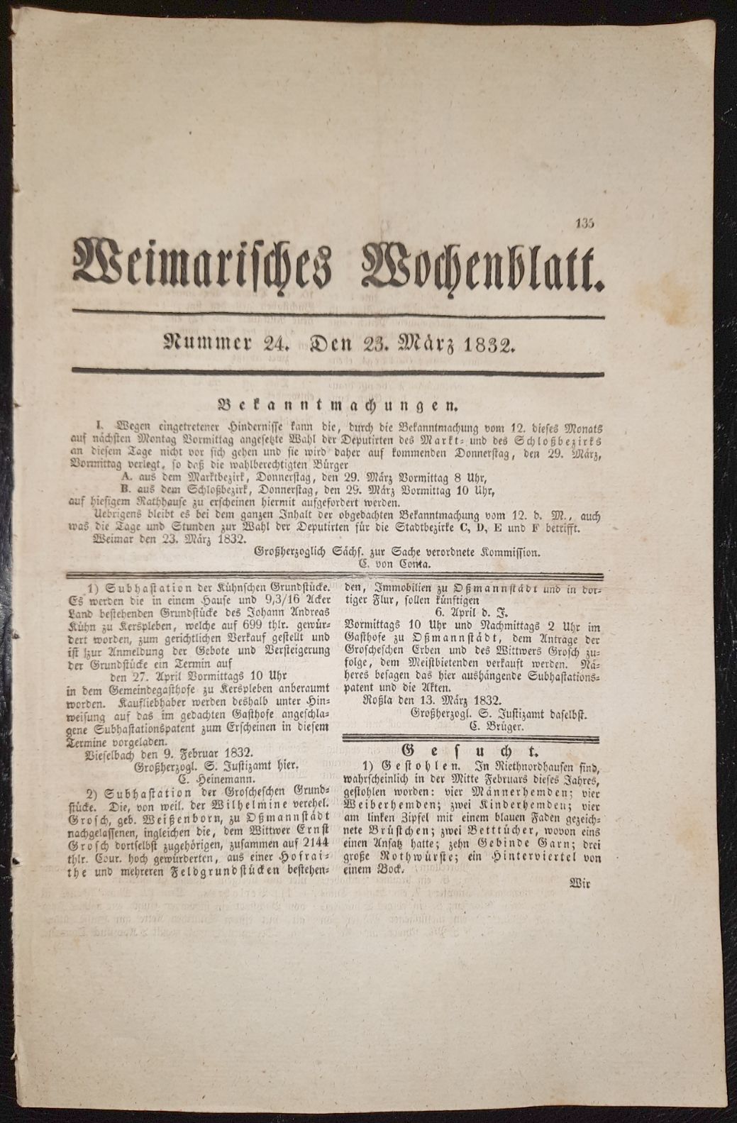  - Weimarisches Wochenblatt. Nummer 24 und 25..